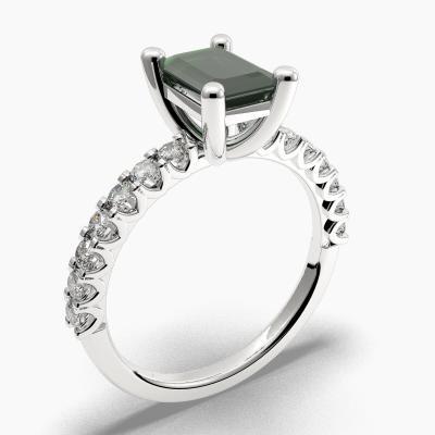 Μονόπετρο Δαχτυλιδι με Σμαράγδι σε κοπή Emerald Cut και πλαινά Διαμάντια 614124
