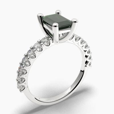 Μονόπετρο Δαχτυλιδι με Σμαράγδι σε κοπή Emerald Cut και πλαινά Διαμάντια 614127