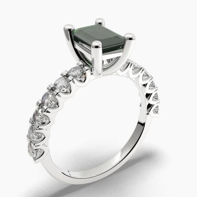 Μονόπετρο Δαχτυλιδι με Σμαράγδι σε κοπή Emerald Cut και πλαινά Διαμάντια 614130