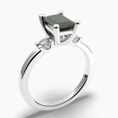 Μονόπετρο Δαχτυλιδι με Σμαράγδι σε κοπή Emerald Cut και πλαινά Διαμάντια 614131