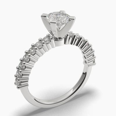 Solitaire Ring with a Brilliant-Cut Diamond and Side Diamonds TN61215