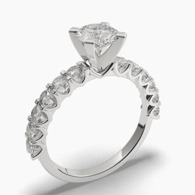 Solitaire Ring with a Brilliant-Cut Diamond and Side Diamonds TN61230