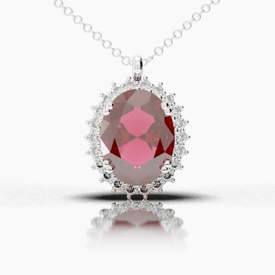 Oval Ruby - Diamonds Pendant TN88230