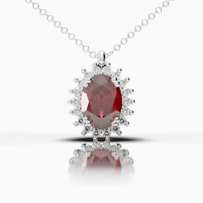 Oval Ruby - Diamonds Pendant TN88269