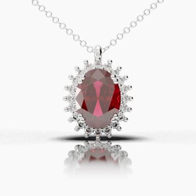 Oval Ruby - Diamonds Pendant TN88254