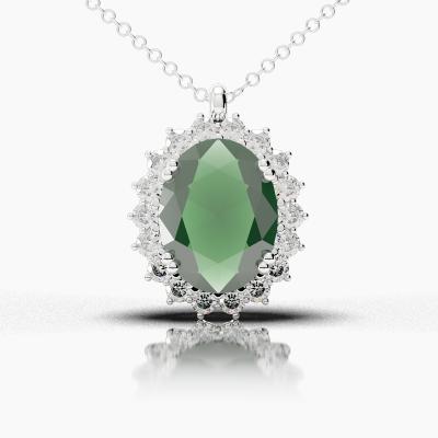 Oval Emerald - Diamonds Pendant TN88226