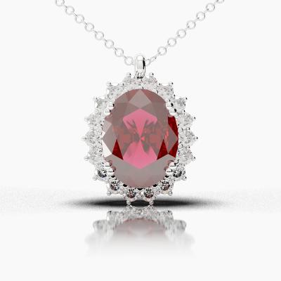 Oval Ruby - Diamonds Pendant TN88227