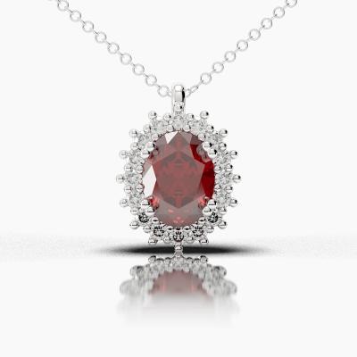 Oval Ruby - Diamonds Pendant TN88266