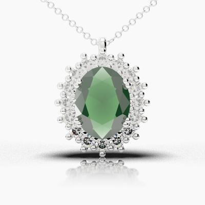 Oval Emerald - Diamonds Pendant TN88223