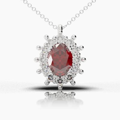 Oval Ruby - Diamonds Pendant TN88263