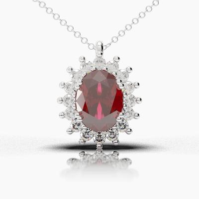 Oval Ruby - Diamonds Pendant TN88248