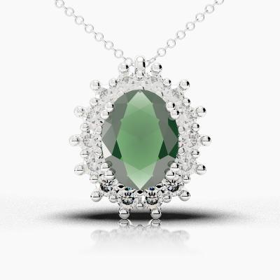 Oval Emerald - Diamonds Pendant TN88220