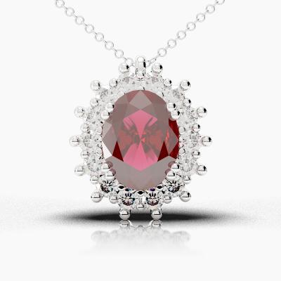 Oval Ruby - Diamonds Pendant TN88221