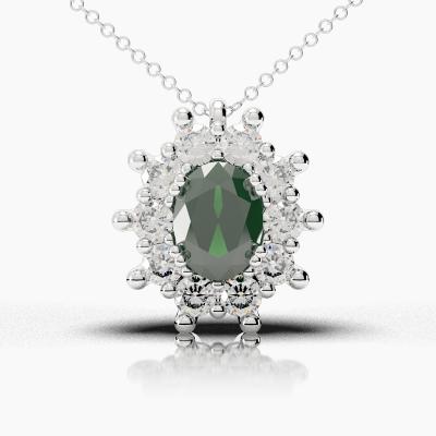 Oval Emerald - Diamonds Pendant TN88259