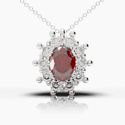 Oval Ruby - Diamonds Pendant TN88260