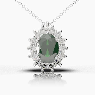 Oval Emerald - Diamonds Pendant TN88244