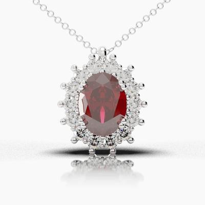 Oval Ruby - Diamonds Pendant TN88245