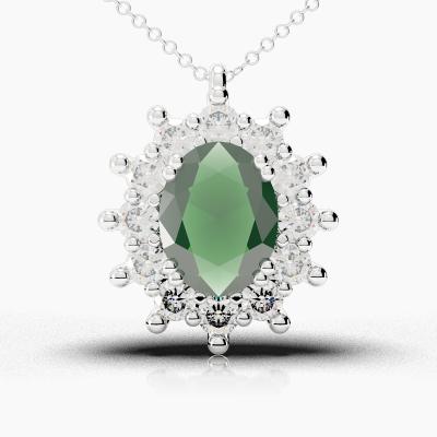Oval Emerald - Diamonds Pendant TN88217