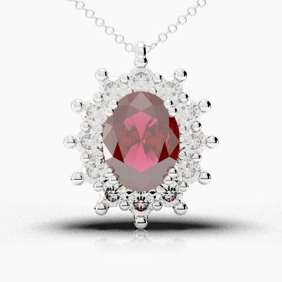 Oval Ruby - Diamonds Pendant TN88218