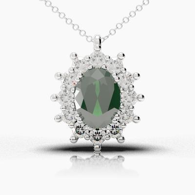 Oval Emerald - Diamonds Pendant TN88241