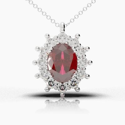 Oval Ruby - Diamonds Pendant TN88242