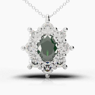 Oval Emerald - Diamonds Pendant TN88256