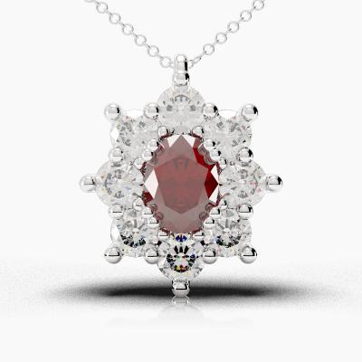 Oval Ruby - Diamonds Pendant TN88257