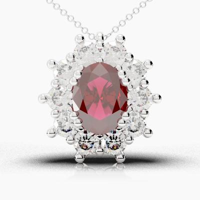 Oval Ruby - Diamonds Pendant TN88215