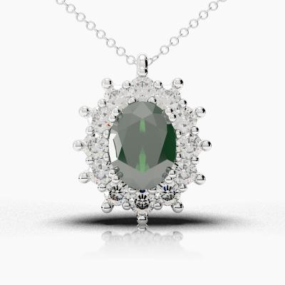 Oval Emerald - Diamonds Pendant TN88238