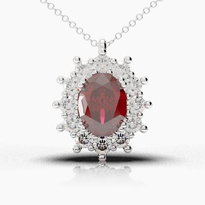 Oval Ruby - Diamonds Pendant TN88239
