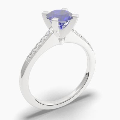 Round Blue Sapphire Engagement Ring TN68318