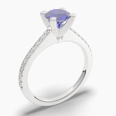 Round Blue Sapphire Engagement Ring TN68321