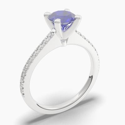 Round Blue Sapphire Engagement Ring TN68327