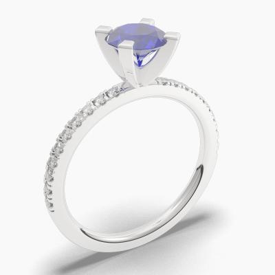 Round Blue Sapphire Engagement Ring TN68339
