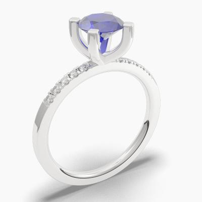 Round Blue Sapphire Engagement Ring TN68348