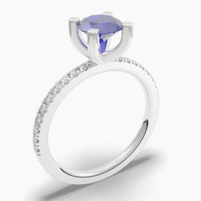 Round Blue Sapphire Engagement Ring TN68351