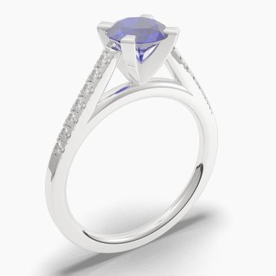 Round Blue Sapphire Engagement Ring TN68355