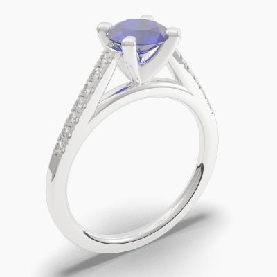 Round Blue Sapphire Engagement Ring TN68361