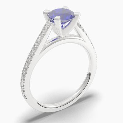Round Blue Sapphire Engagement Ring TN68364