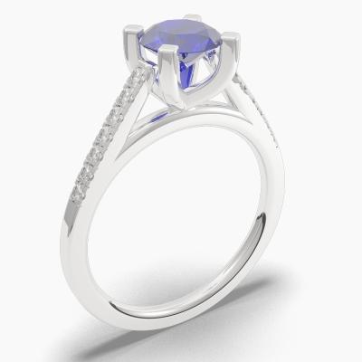 Round Blue Sapphire Engagement Ring TN68367