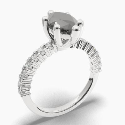 Side Stone Engagement Black Diamond Ring TN605301