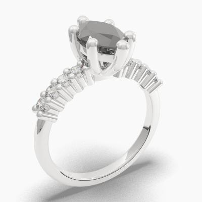 Side Stone Engagement Black Diamond Ring TN605303 - Image 1