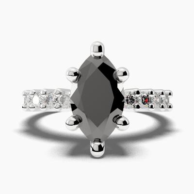 Side Stone Engagement Black Diamond Ring TN605303 - Image 2