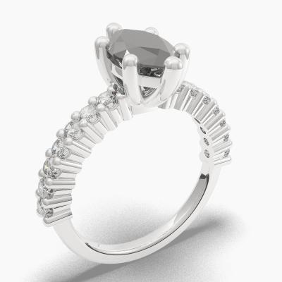 Side Stone Engagement Black Diamond Ring TN605305 - Image 1