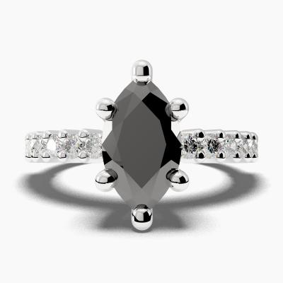 Side Stone Engagement Black Diamond Ring TN605305 - Image 2