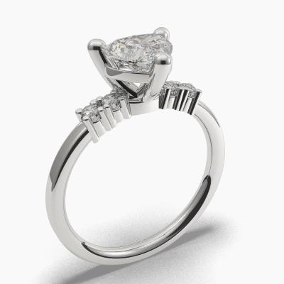 Solitaire Ring with a Heart-Cut Diamond and Side Diamonds TN607110