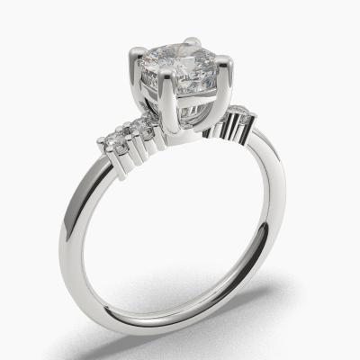 Solitaire Ring with a Cushion-Cut Diamond and Side Diamonds TN608110