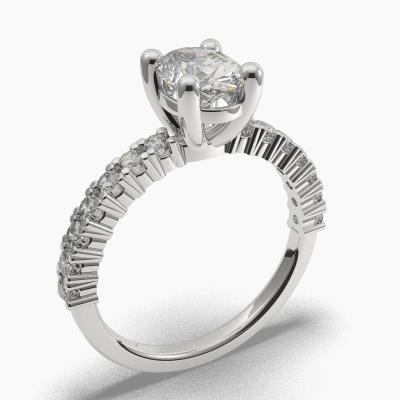 Μονόπετρο Δαχτυλιδι με Διαμάντι σε κοπή Oval Cut και πλαινά Διαμάντια TN602111