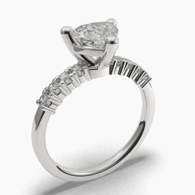 Solitaire Ring with a Heart-Cut Diamond and Side Diamonds TN607112