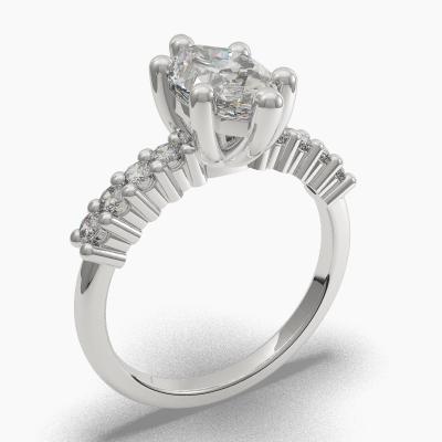 Solitaire Ring with a Marquise-Cut Diamond and Side Diamonds TN605113